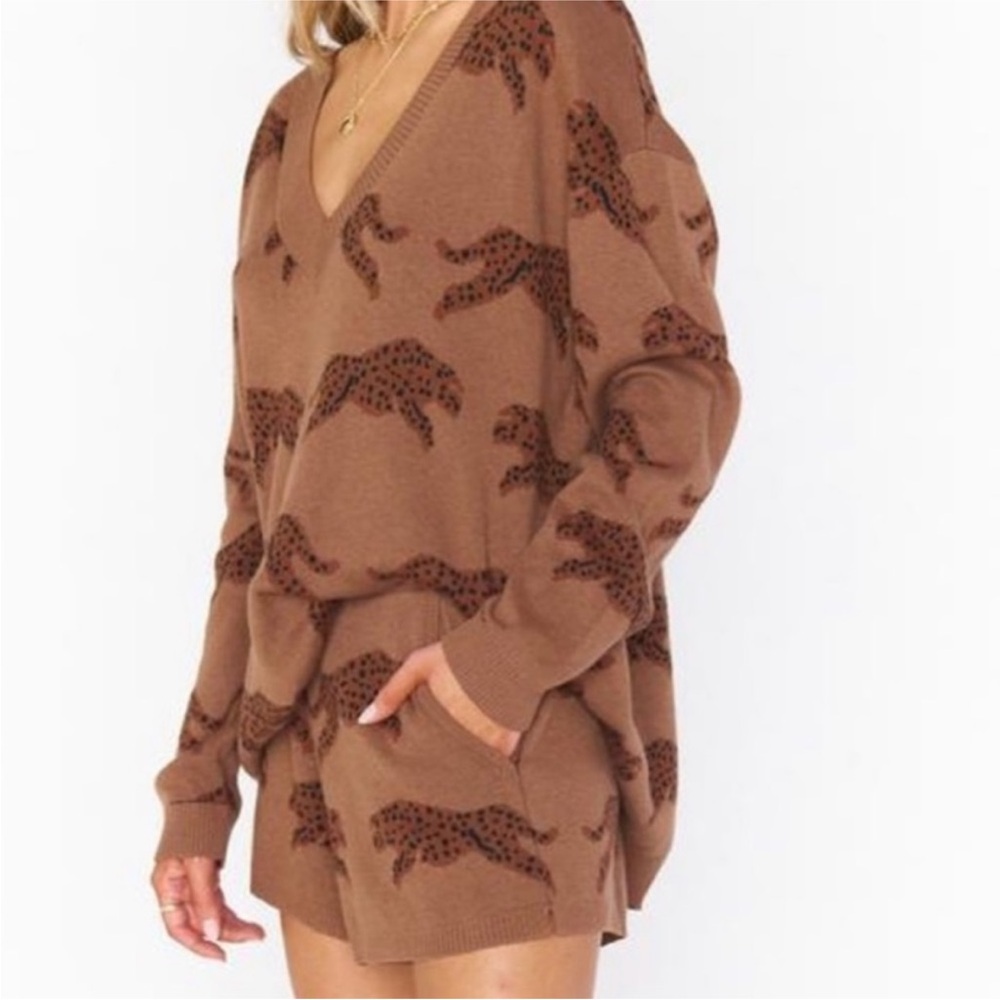 Brown Leopard Print Sweater and Shorts Set - Picture 4 of 4